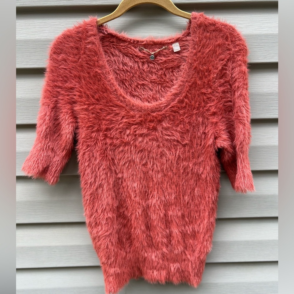 Anthropologie Knitted & Knotted Isola fuzzy furry pinup sweater clueless Y2K